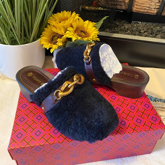TORY BURCH JESSA SHEARLING CLOG - Picture 1 of 6